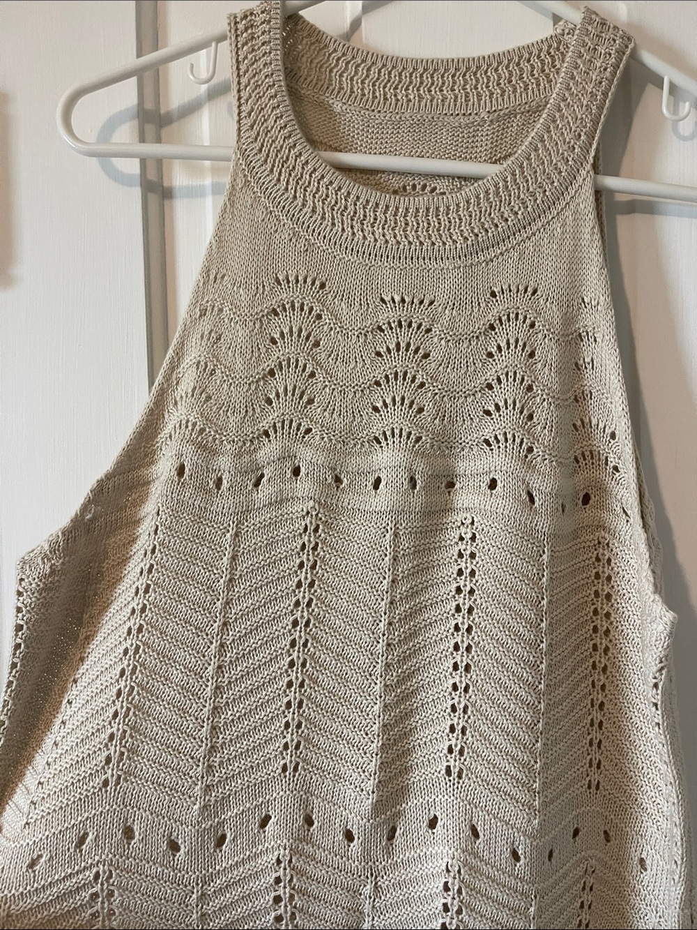 Cupshe Cream Crochet Halter Beach Cover-Up Dress - Picture 3 of 5